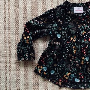 Hanna Andersson Floral Peplum Button-Down Top